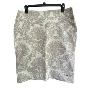 DYORK JEANS Brazil Pencil Skirt Pockets Side Zip Denim Cream Floral